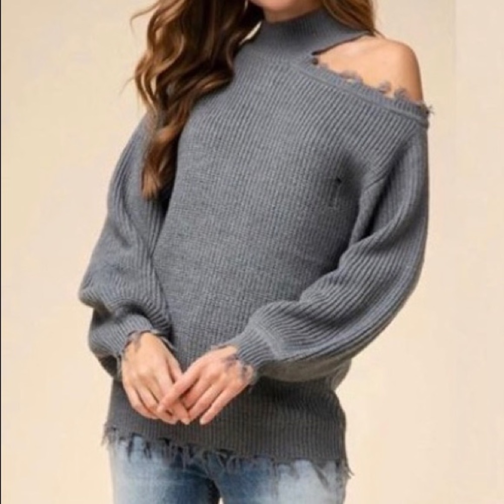 Distressed Gray Sweater. Worn once.